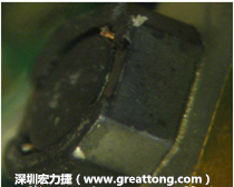 使用銀(Ag)鍍層的電源電感器(Power Inductors)，經(jīng)過(guò)推力測(cè)試后，零件端點(diǎn)上已經(jīng)看不到任何鍍層的痕跡了，所以其耐推力就比較小。