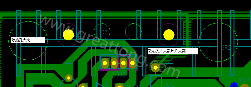 PCB設(shè)計(jì)中，散熱孔散熱片設(shè)計(jì)不當(dāng)，造成很多電源板斷裂
