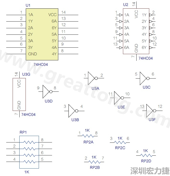 圖1 半導(dǎo)體元件供應(yīng)商所畫的電路圖符號是模擬元件的接腳圖，而非訊號流程。